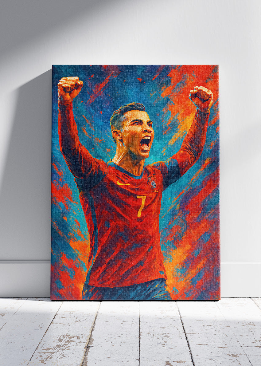 Cristiano Ronaldo Portugal Victory Celebration Wall Art | Iconic Football Poster & Canvas