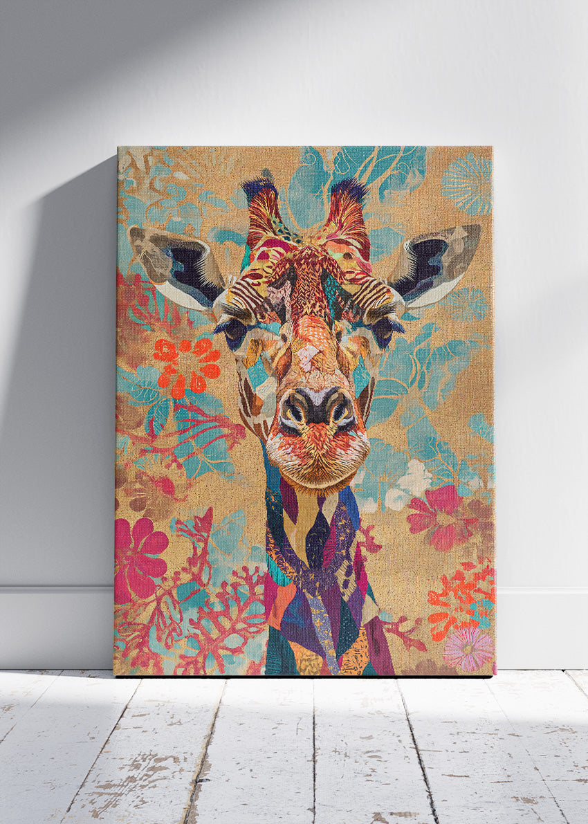 Floral Giraffe Poster & Canvas Print – Colorful Artistic Safari Wall Art