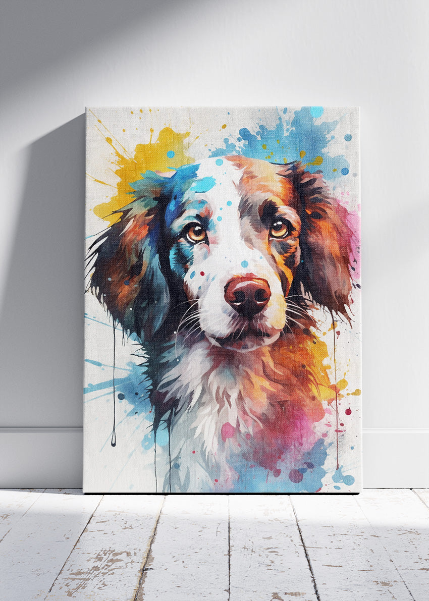 Color Splash Dog Art Poster & Canvas Print – Vibrant Watercolor Pet Portrait
