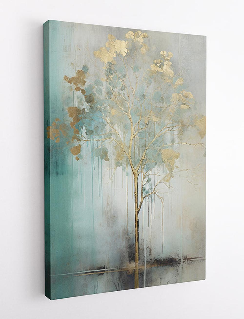 Elegant Golden Tree Abstract Canvas Art & Poster – T631 – AiPrintLab