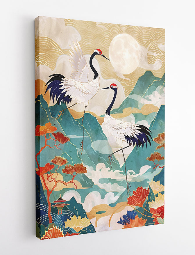Elegant Japanese Crane Art Print & Canvas – T761 – AiPrintLab