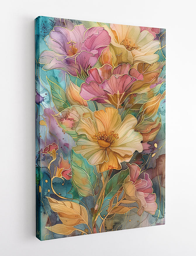 Elegant Watercolor Flowers – Soft Botanical Art Canvas & Poster Wall Decor – T1139 – AiPrintLab