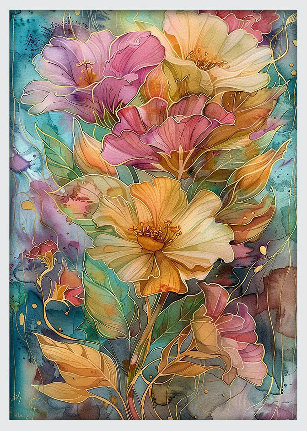 Elegant Watercolor Flowers – Soft Botanical Art Canvas & Poster Wall Decor – T1139 – AiPrintLab