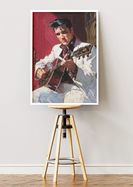 Elvis Presley Guitar Portrait Wall Art Poster & Canvas Print