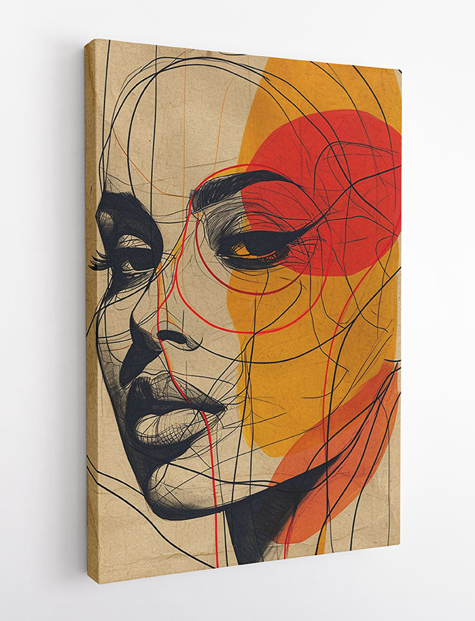 Entangled Muse – Abstract Line Face Drawing Canvas Art & Poster Print – T1055 – AiPrintLab
