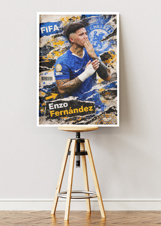 Enzo Fernández Chelsea Street Art Poster Canvas & Print – AI PRINT LAB