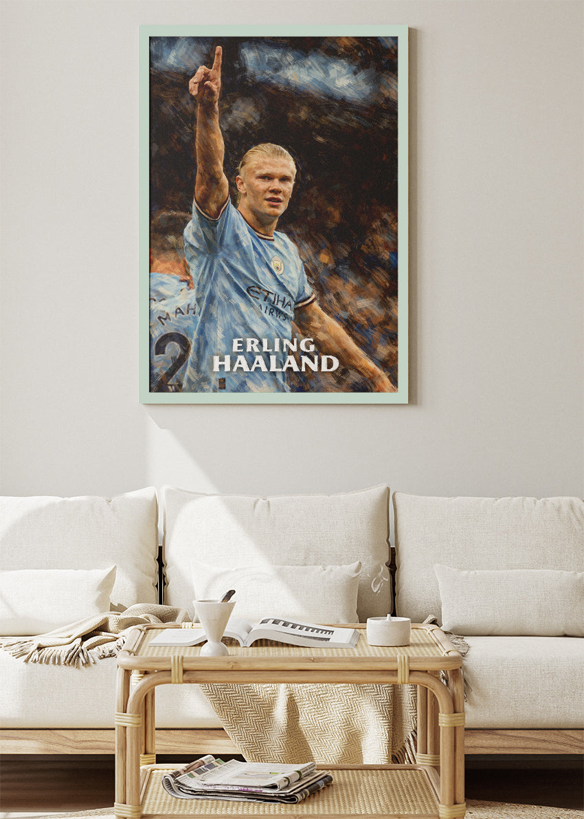 Erling Haaland Manchester City Action Poster Canvas & Print – AI PRINT LAB