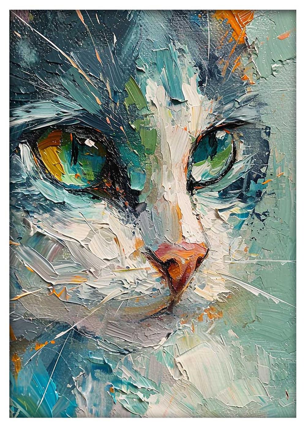 Expressive Cat Portrait Canvas Art & Poster – T629 – AiPrintLab