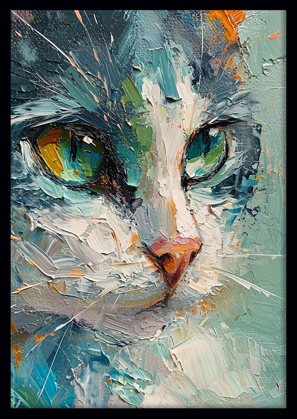 Expressive Cat Portrait Canvas Art & Poster – T629 – AiPrintLab