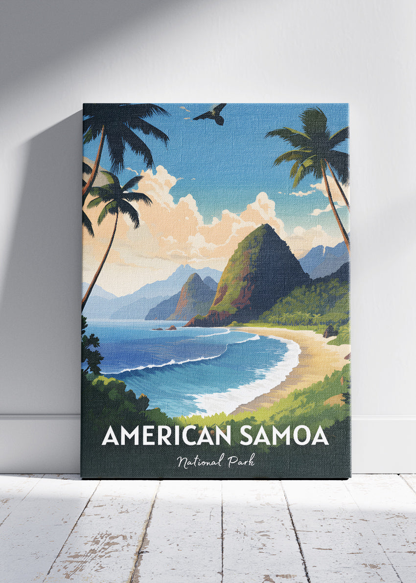 American Samoa National Park Poster & Canvas Print – Tropical Island Coast Illustration Wall Art