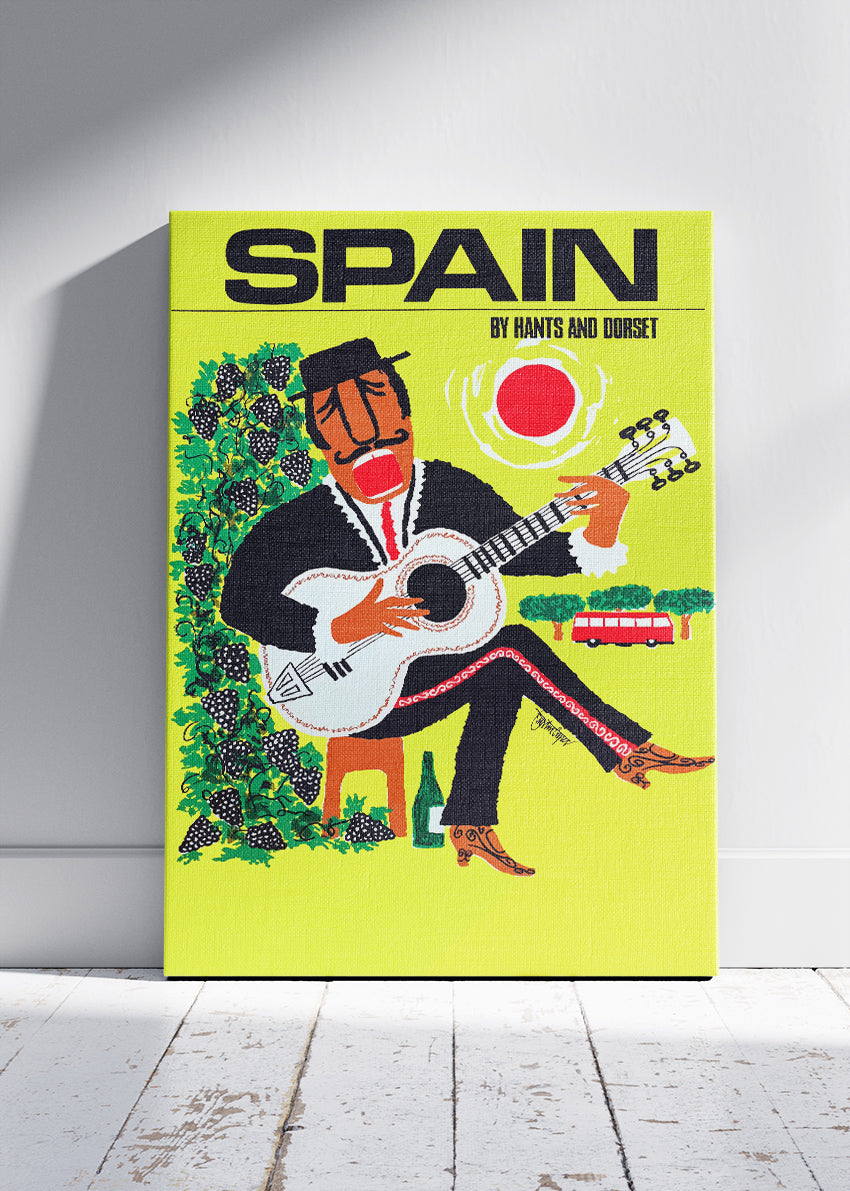 Spain Guitar Poster & Canvas Print – Vintage Flamenco Music Travel Art