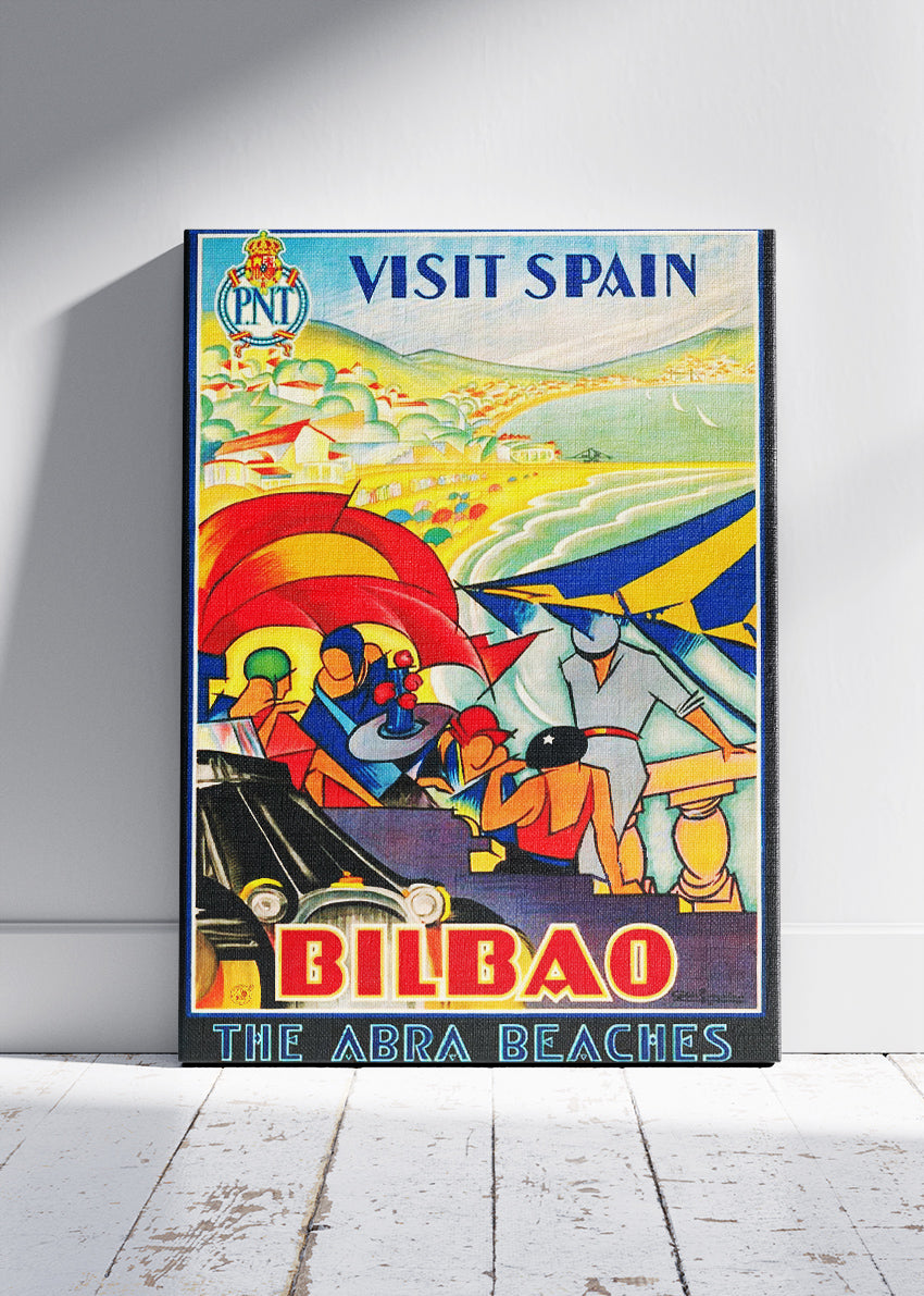 Bilbao Spain Poster & Canvas Print – Vintage Abra Beaches Travel Art