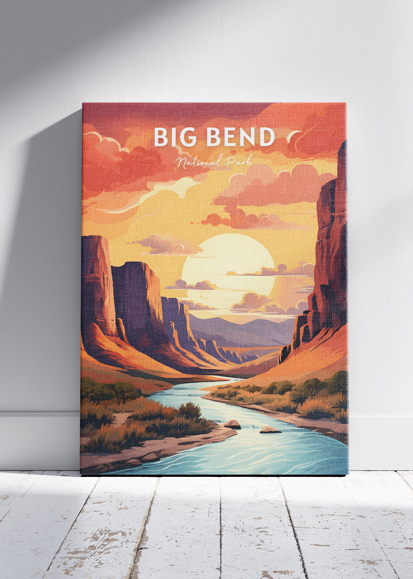 Big Bend National Park Poster & Canvas Print – Retro Desert Canyon Wall Art
