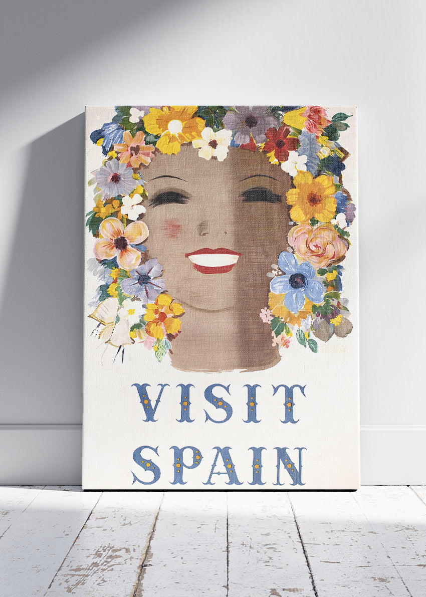 Visit Spain Poster & Canvas Print – Vintage Floral Travel Artwork