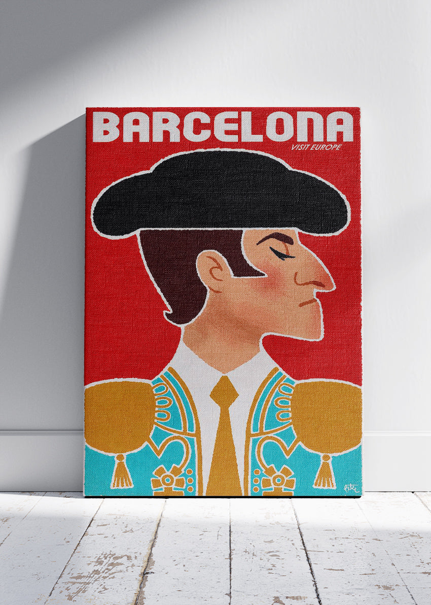 Barcelona Matador Poster & Canvas Print – Vintage Spain Travel Art