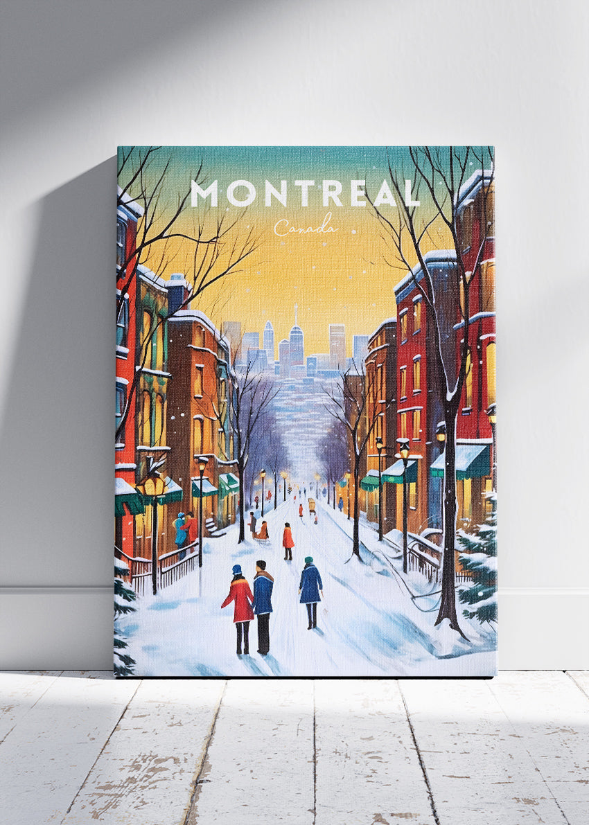 Montreal Canada Winter Street Scene Poster & Canvas Print – City Wall Art