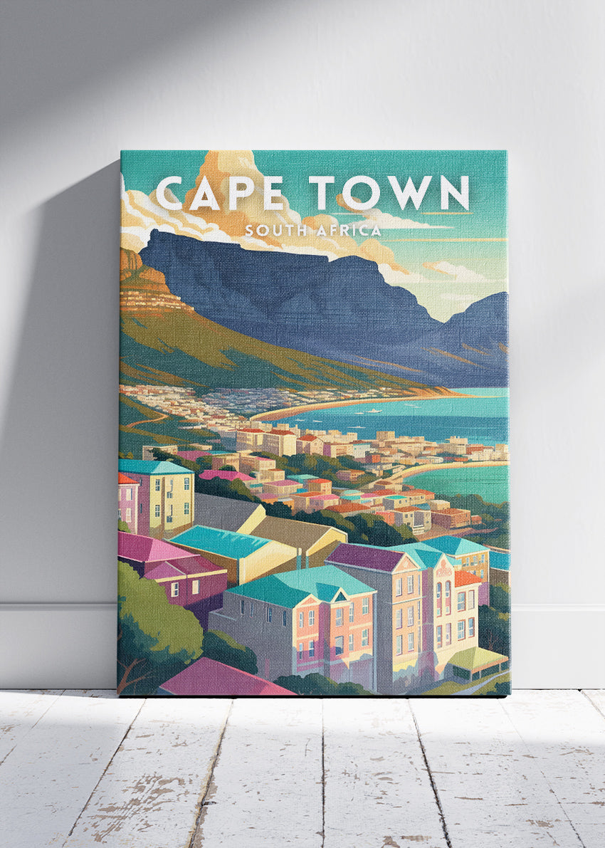 Cape Town South Africa Poster & Canvas Print – Modern Illustrated Table Mountain Art