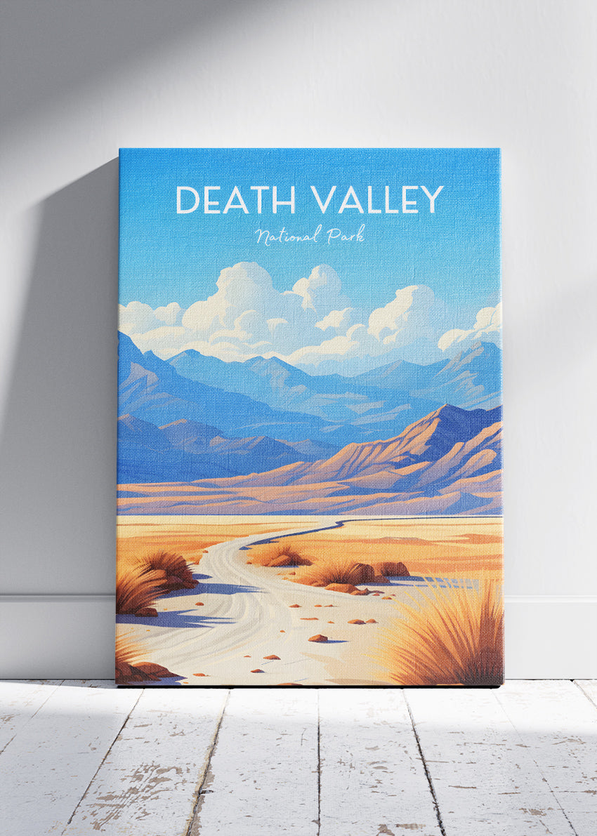 Death Valley National Park Poster & Canvas Print – Desert Landscape Illustration Wall Art