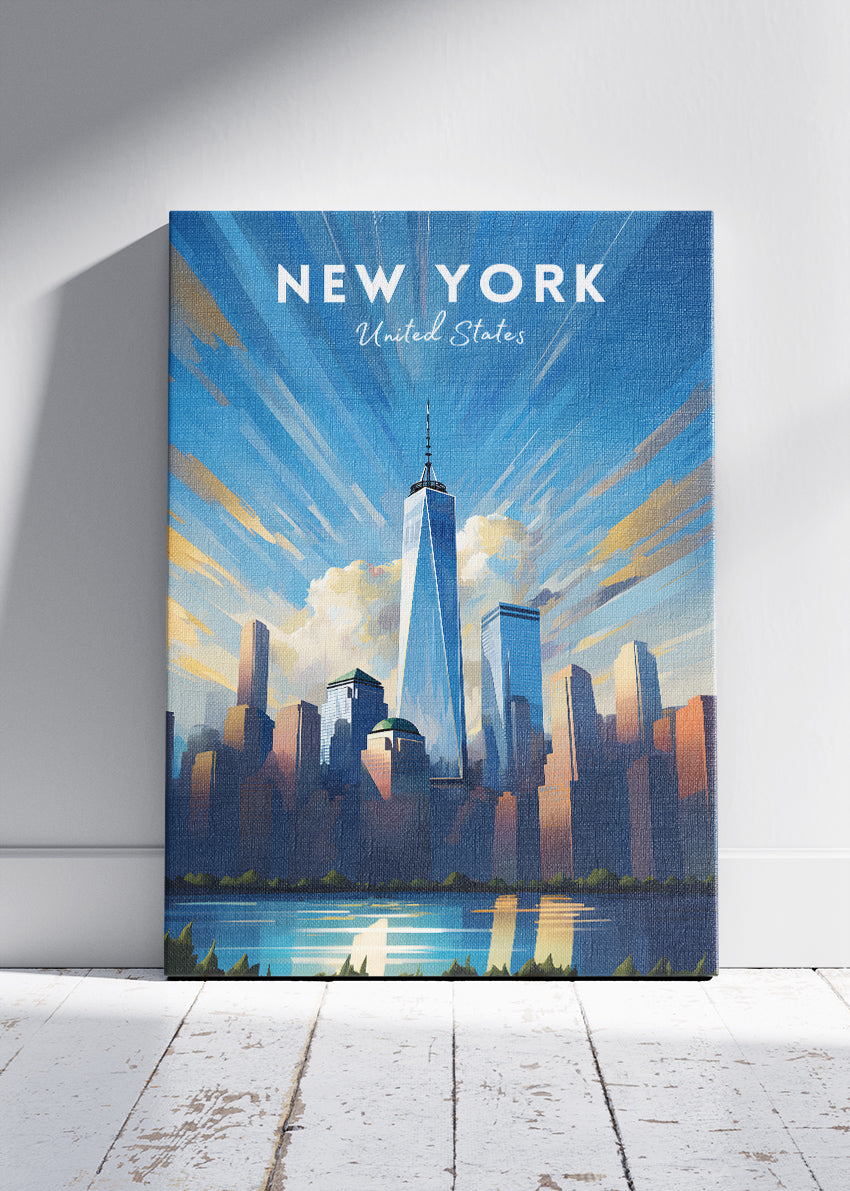 New York United States Poster & Canvas Print – One World Trade Center Skyline Illustration