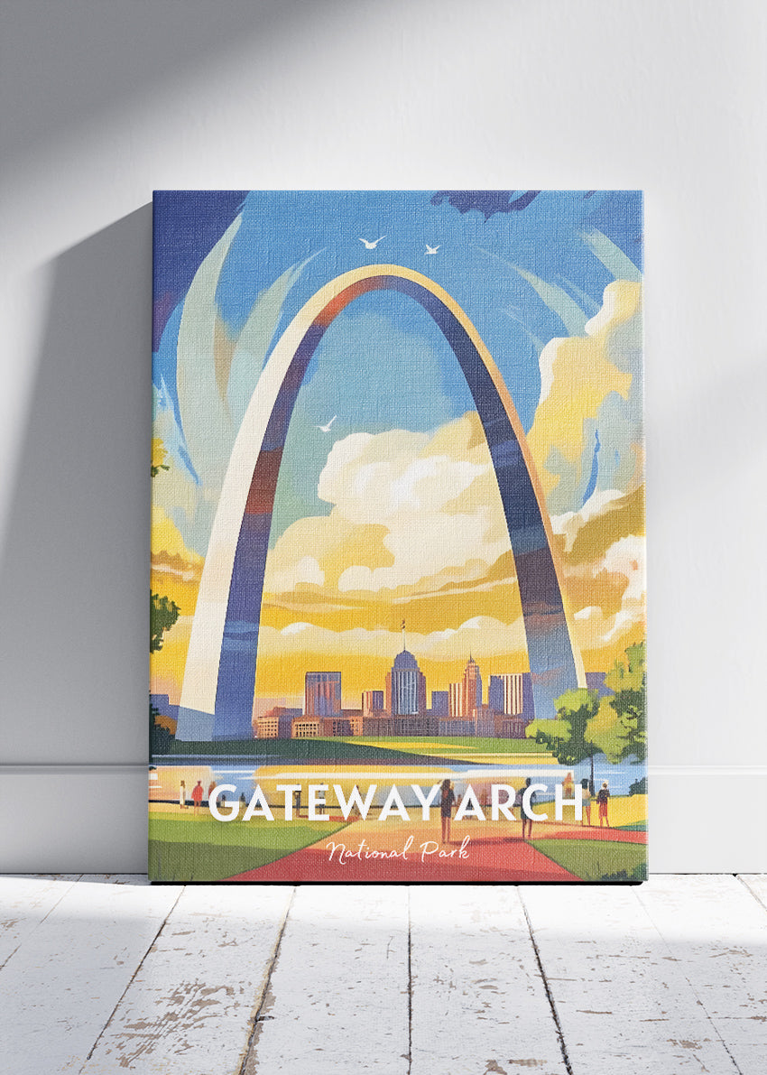 Gateway Arch National Park Poster & Canvas Print – St. Louis Skyline Illustration