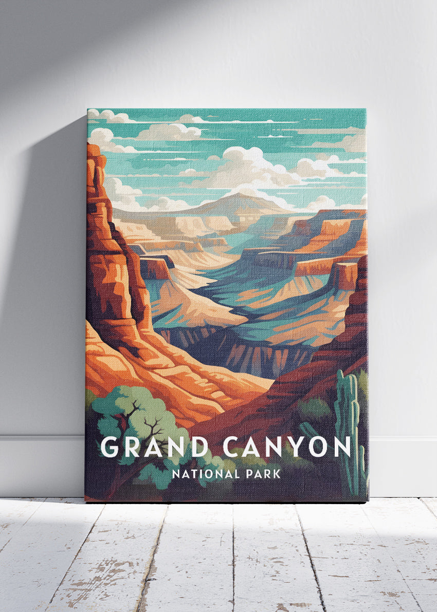 Grand Canyon National Park Poster & Canvas Print – Desert Canyon Landscape Illustration Wall Art