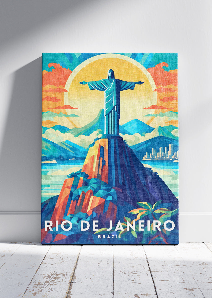 Rio de Janeiro Christ the Redeemer Travel Poster & Canvas Print – Brazil Wall Art