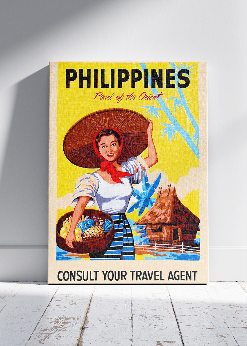 Philippines Vintage Poster & Canvas Print – Retro Pearl of the Orient Travel Art
