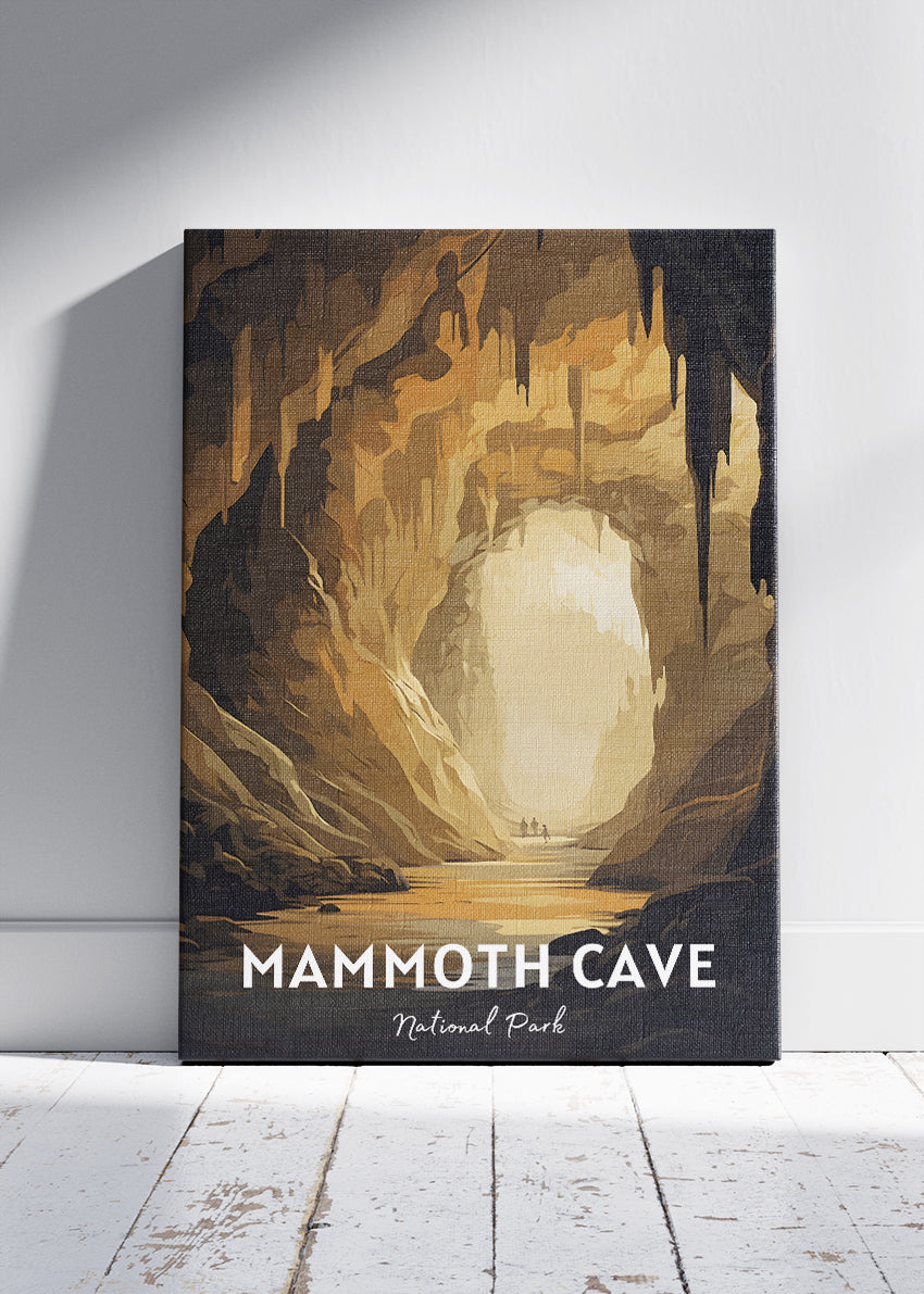 Mammoth Cave National Park Poster & Canvas Print – Illustrated Underground Cavern Wall Art