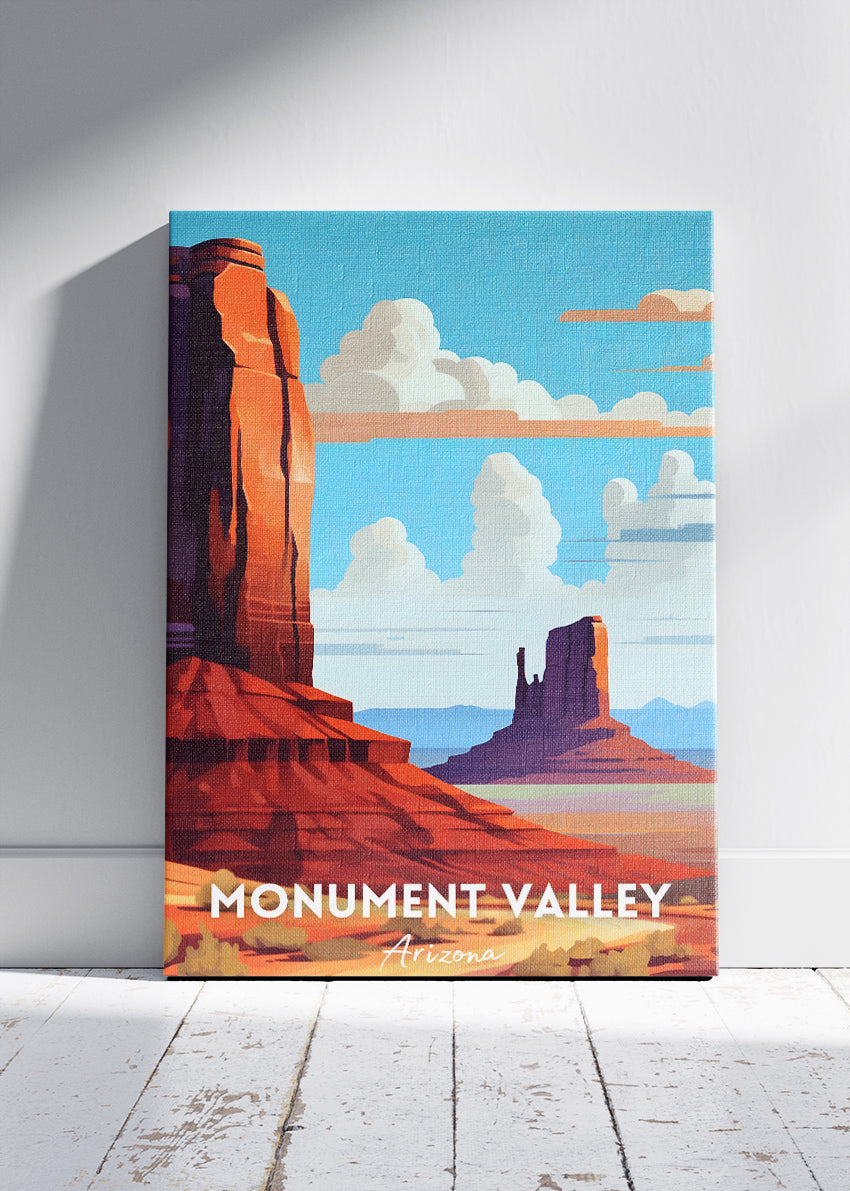 Monument Valley Arizona Poster & Canvas Print – Illustrated Desert Landscape Wall Art