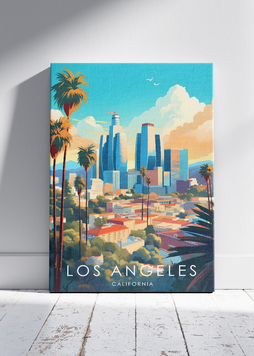 Los Angeles California Poster & Canvas Print – Colorful Skyline Wall Art