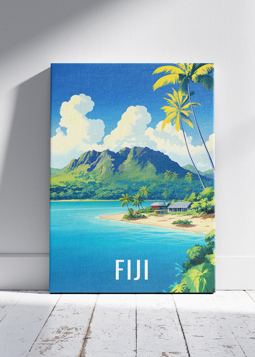 Fiji Tropical Paradise Poster & Canvas Print – Vintage Island Landscape Art