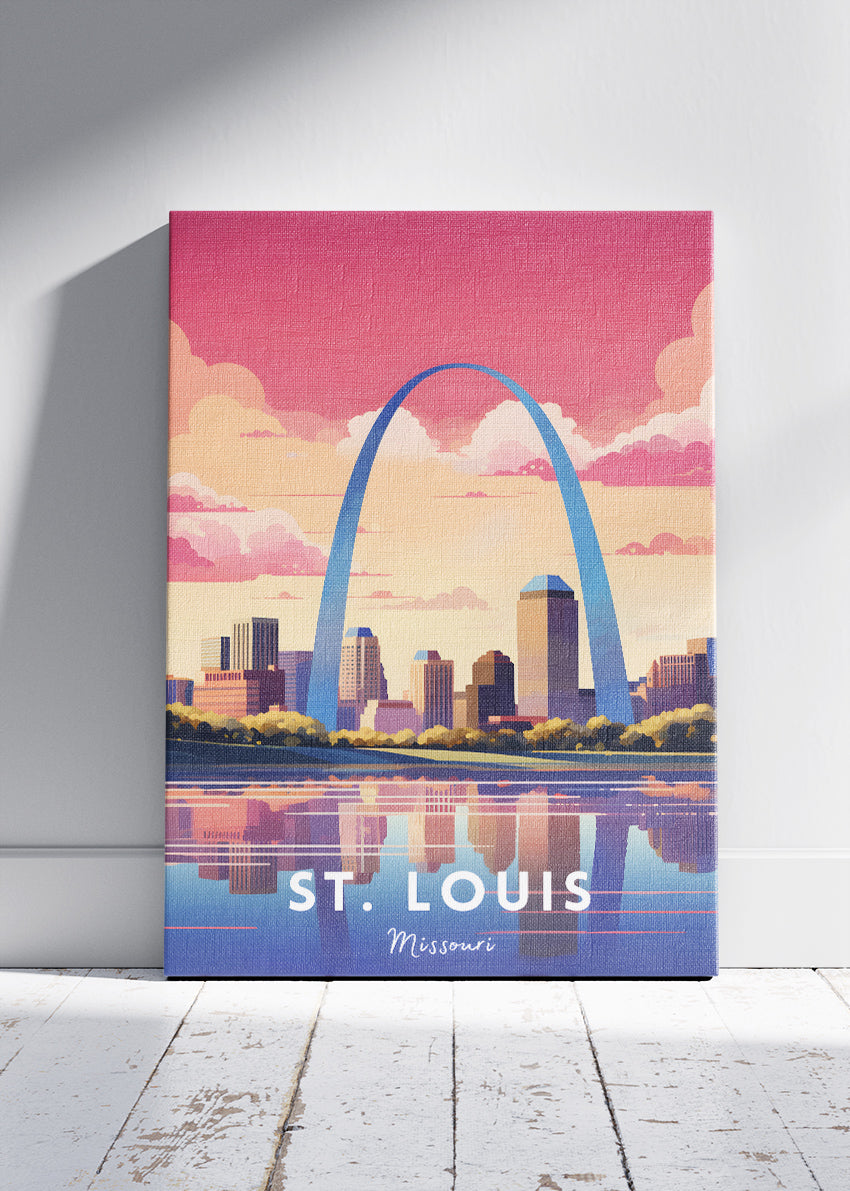 St. Louis Missouri Poster & Canvas Print – Gateway Arch Sunset Skyline Wall Art