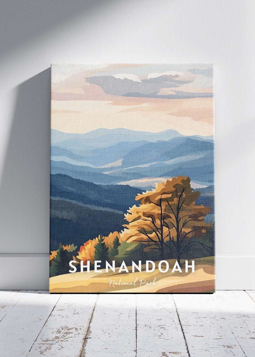 Shenandoah National Park Poster & Canvas Print – Illustrated Blue Ridge Mountains Wall Art