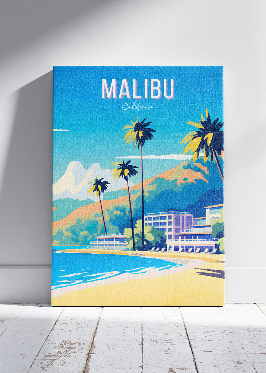 Malibu California Poster & Canvas Print – Coastal Beach Wall Art