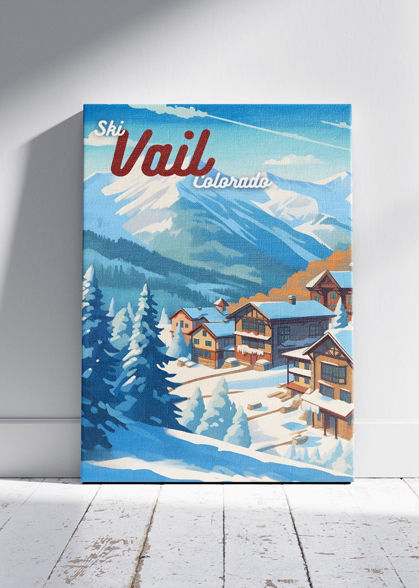 Vail Colorado Ski Poster & Canvas Print – Retro Winter Mountain Wall Art
