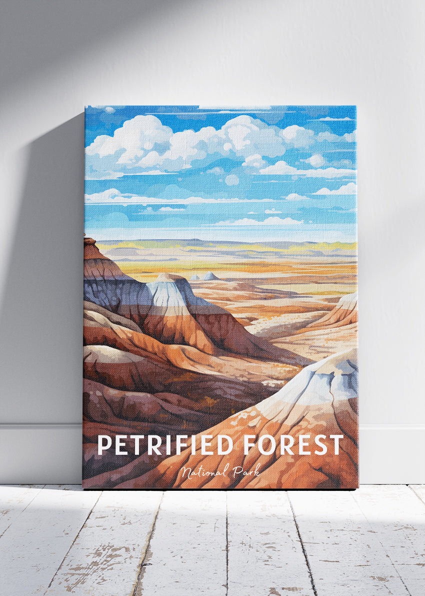 Petrified Forest National Park Poster & Canvas Print – Painted Desert Landscape Illustration Wall Art