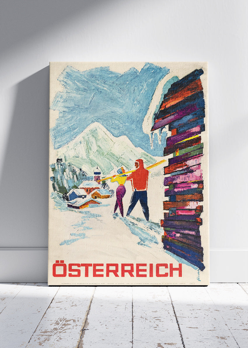 Österreich Vintage Ski Poster & Canvas Print – Retro Austrian Winter Sports Artwork