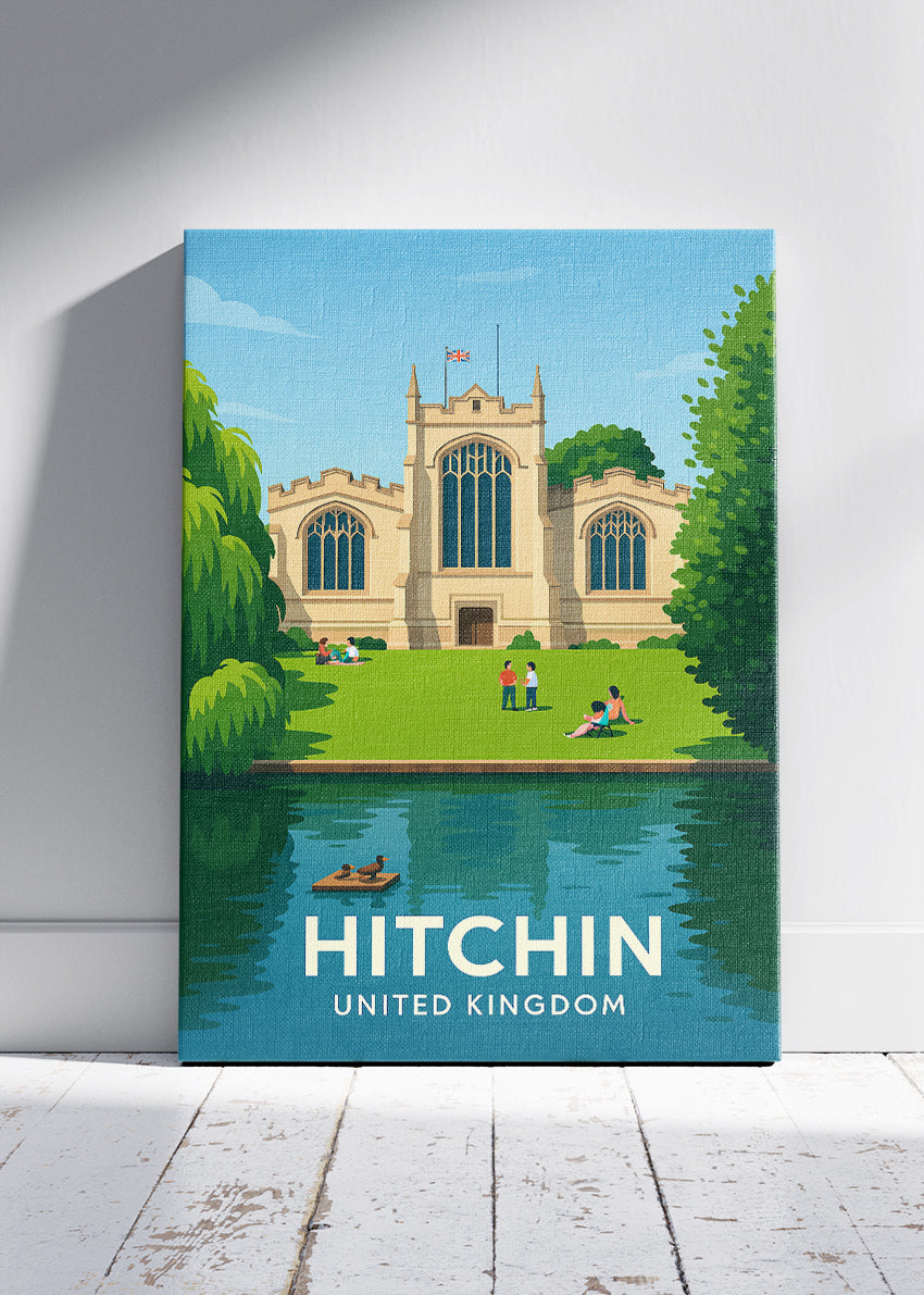 Hitchin United Kingdom Poster & Canvas Print – Illustrated St Mary’s Church Art