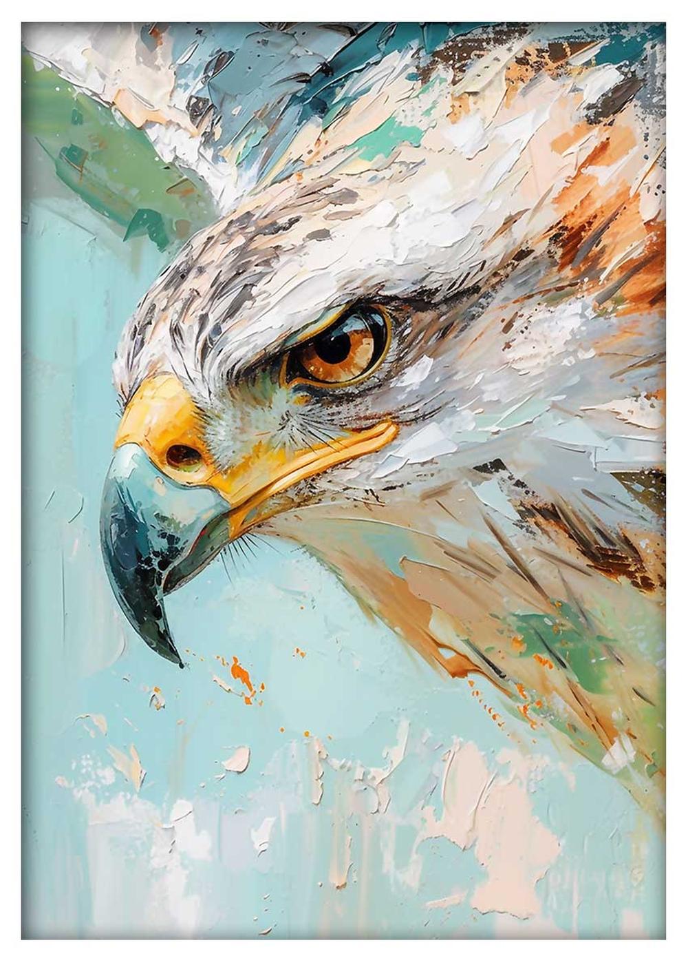 Fearless Gaze – Abstract Eagle Head Canvas Wall Art in Bold Brush Style – T884 – AiPrintLab