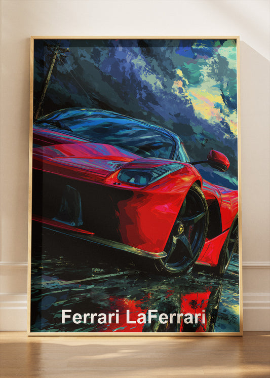 Ferrari LaFerrari Art Poster & Canvas Print – Dark Cinematic Hypercar Wall Art