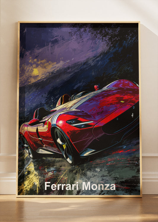 Ferrari Monza Art Poster & Canvas Print – Dark Cinematic Speedster Wall Art