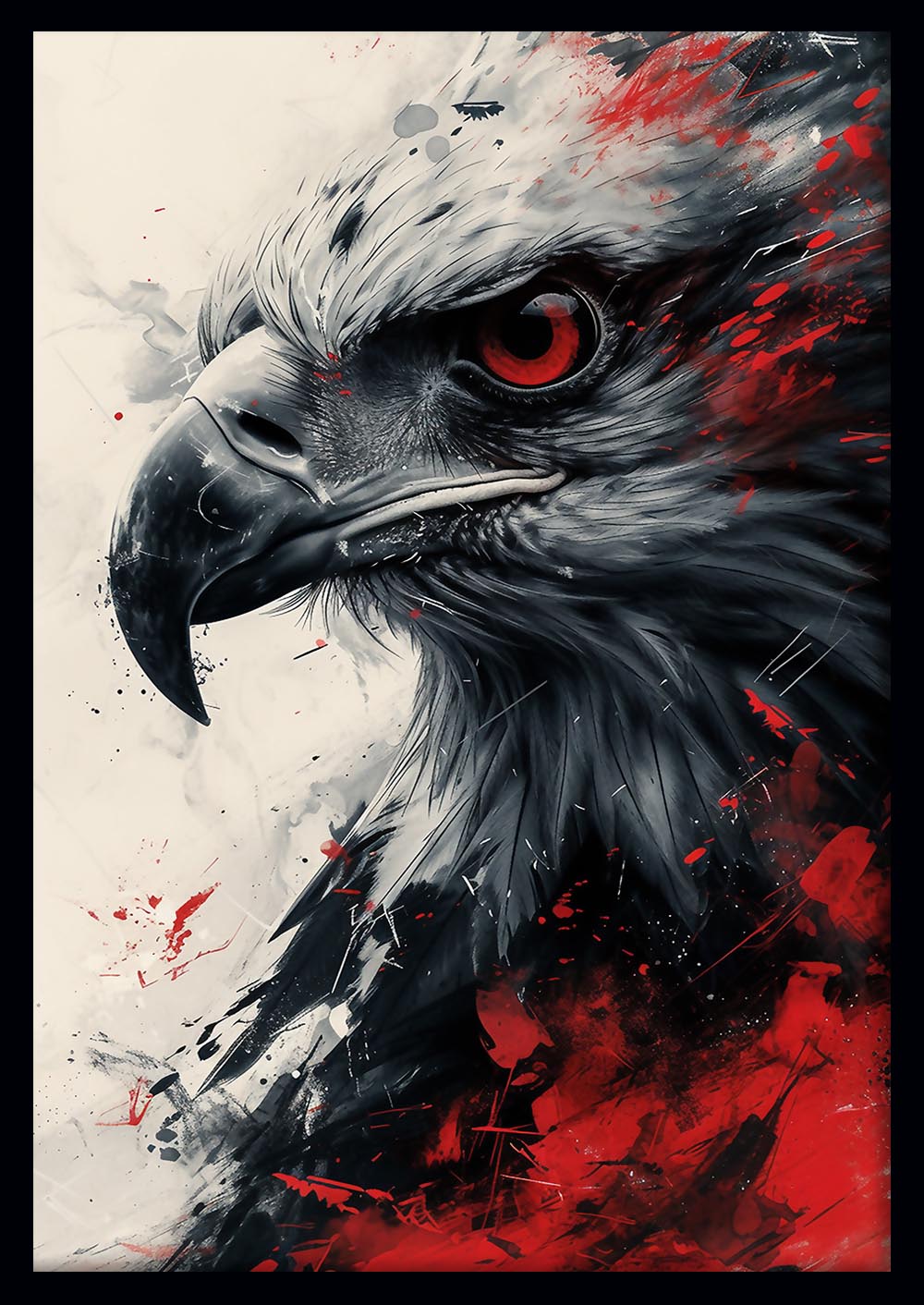 Fierce Eagle Red Eye – Abstract Wildlife Canvas & Poster Wall Art – T832 – AiPrintLab