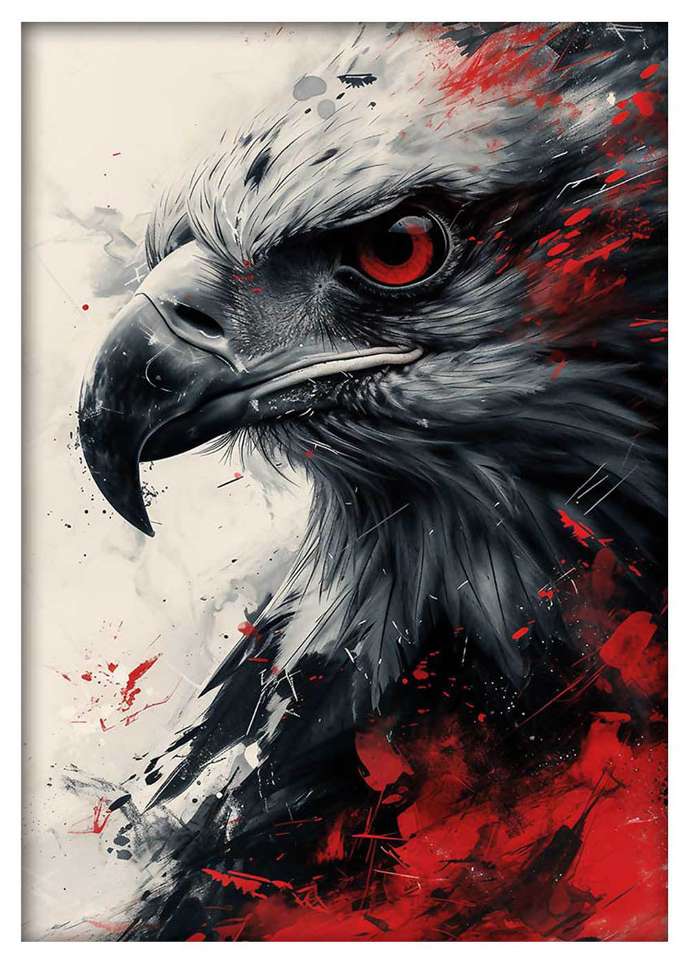 Fierce Eagle Red Eye – Abstract Wildlife Canvas & Poster Wall Art – T832 – AiPrintLab