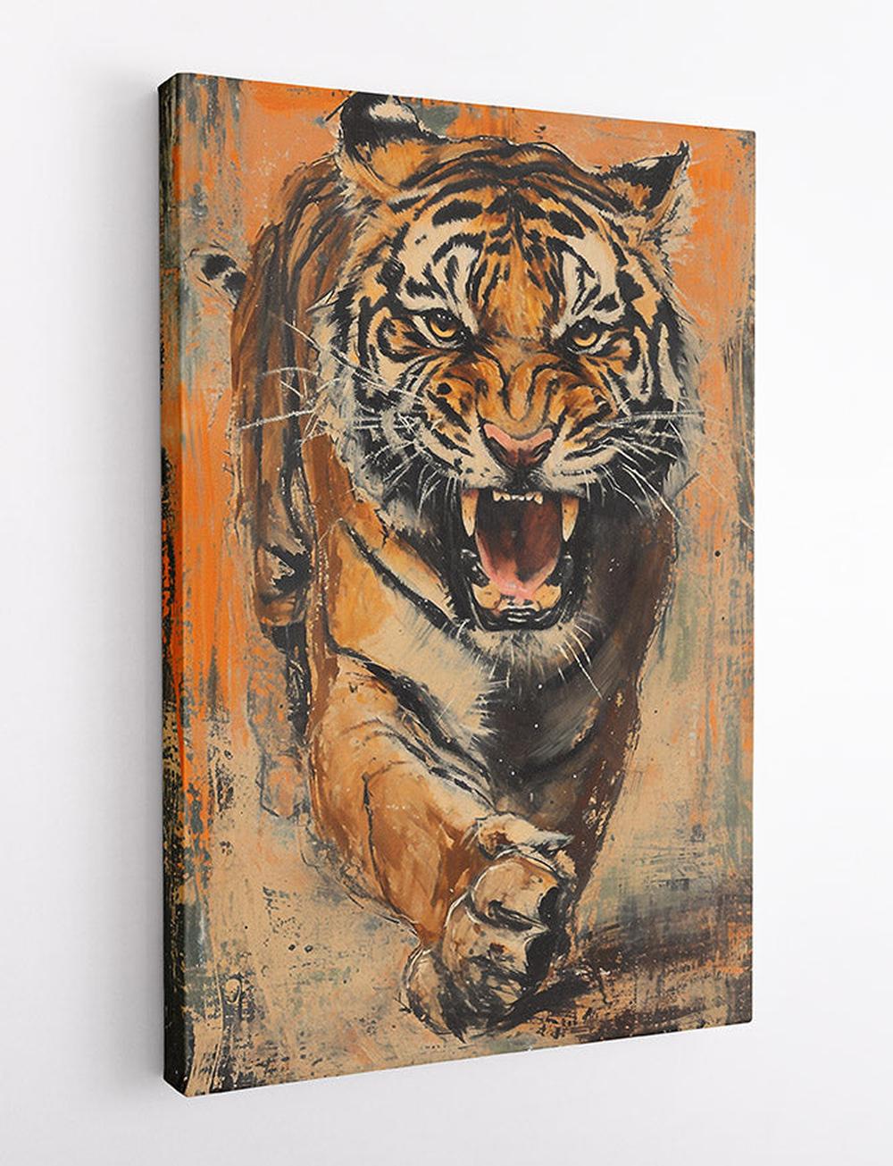 Fierce Roaring Tiger Canvas Print & Poster – T599 – AiPrintLab