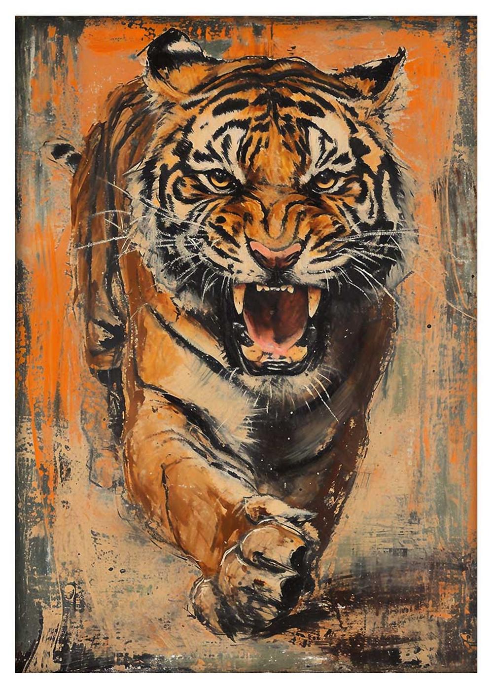 Fierce Roaring Tiger Canvas Print & Poster – T599 – AiPrintLab
