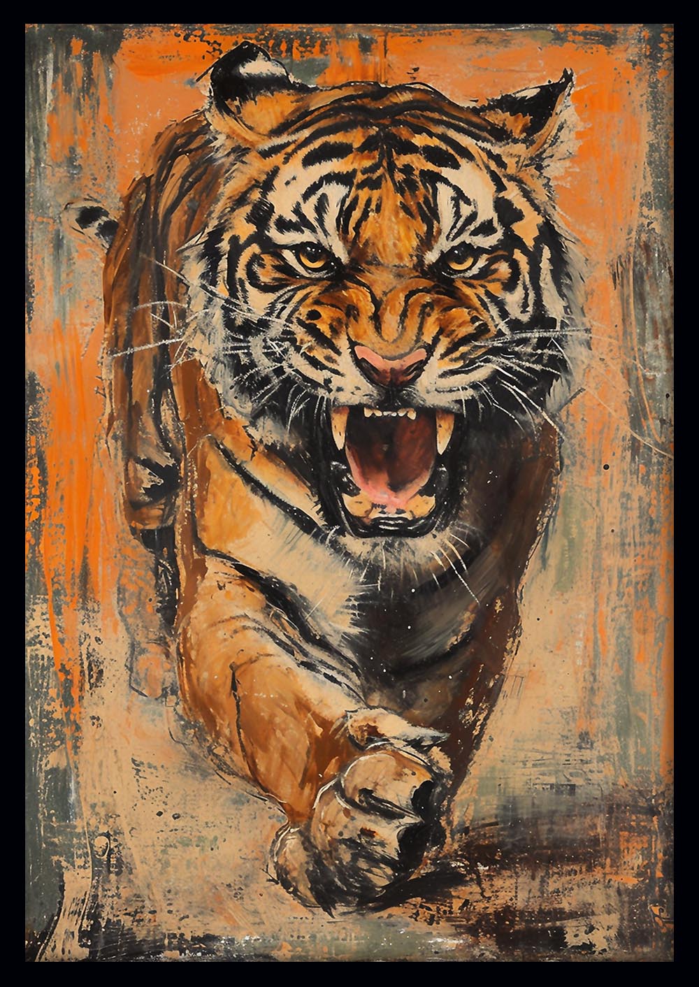 Fierce Roaring Tiger Canvas Print & Poster – T599 – AiPrintLab