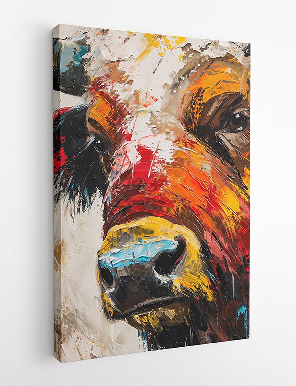 Fiery Bull Close-Up – Abstract Animal Canvas & Poster Wall Art – T909 – AiPrintLab