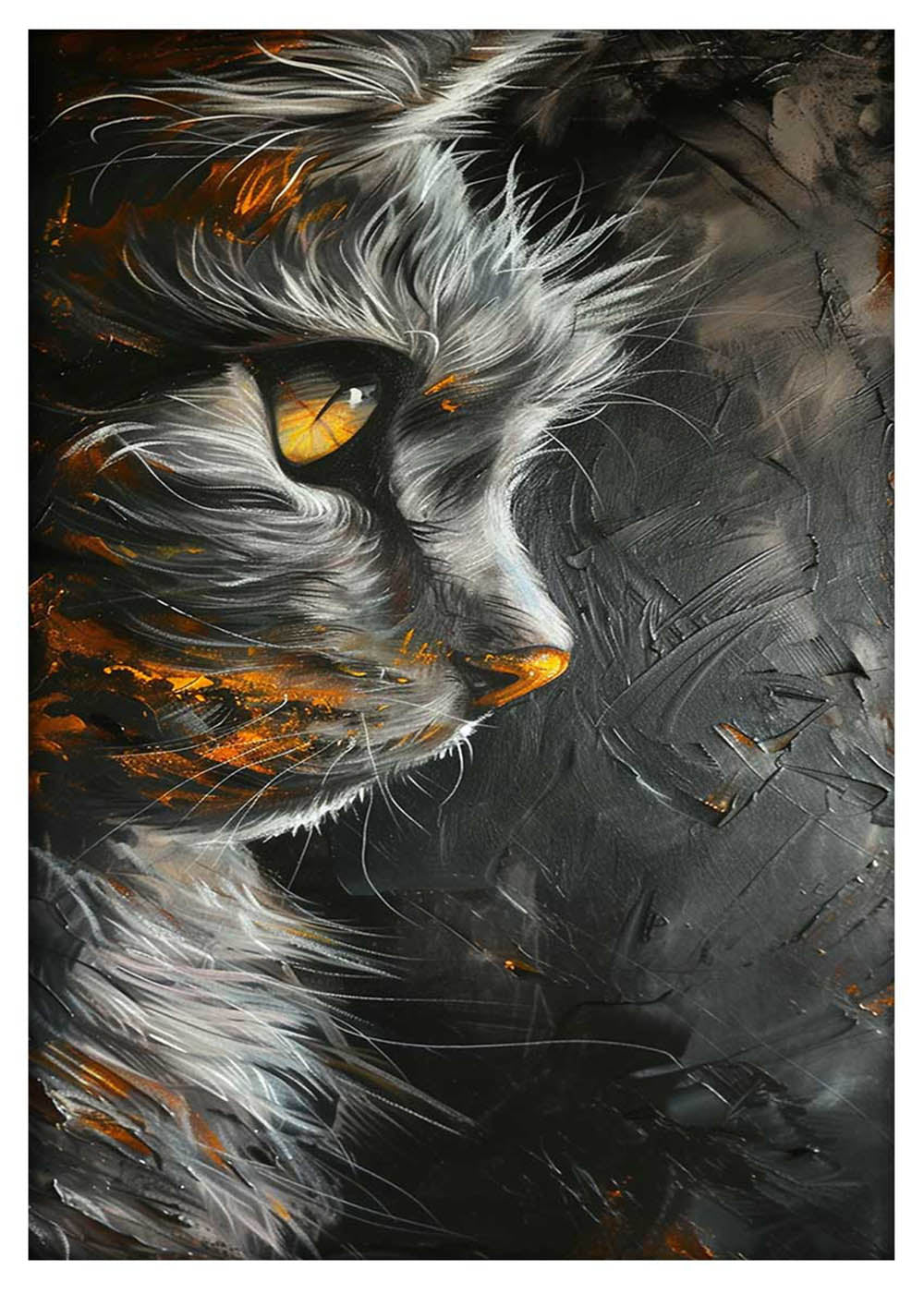 Fiery Cat Gaze – Dramatic Feline Canvas Wall Art Print – T936 – AiPrintLab