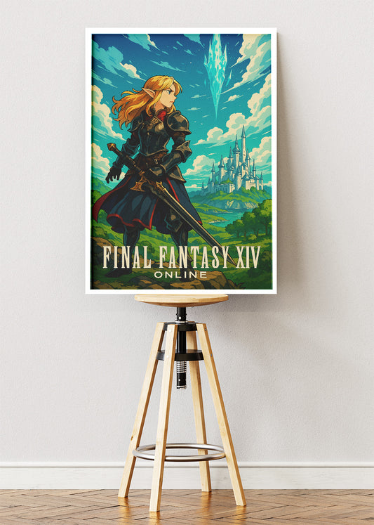 Final Fantasy XIV Online Heroic Fantasy Gaming Wall Art Poster & Canvas