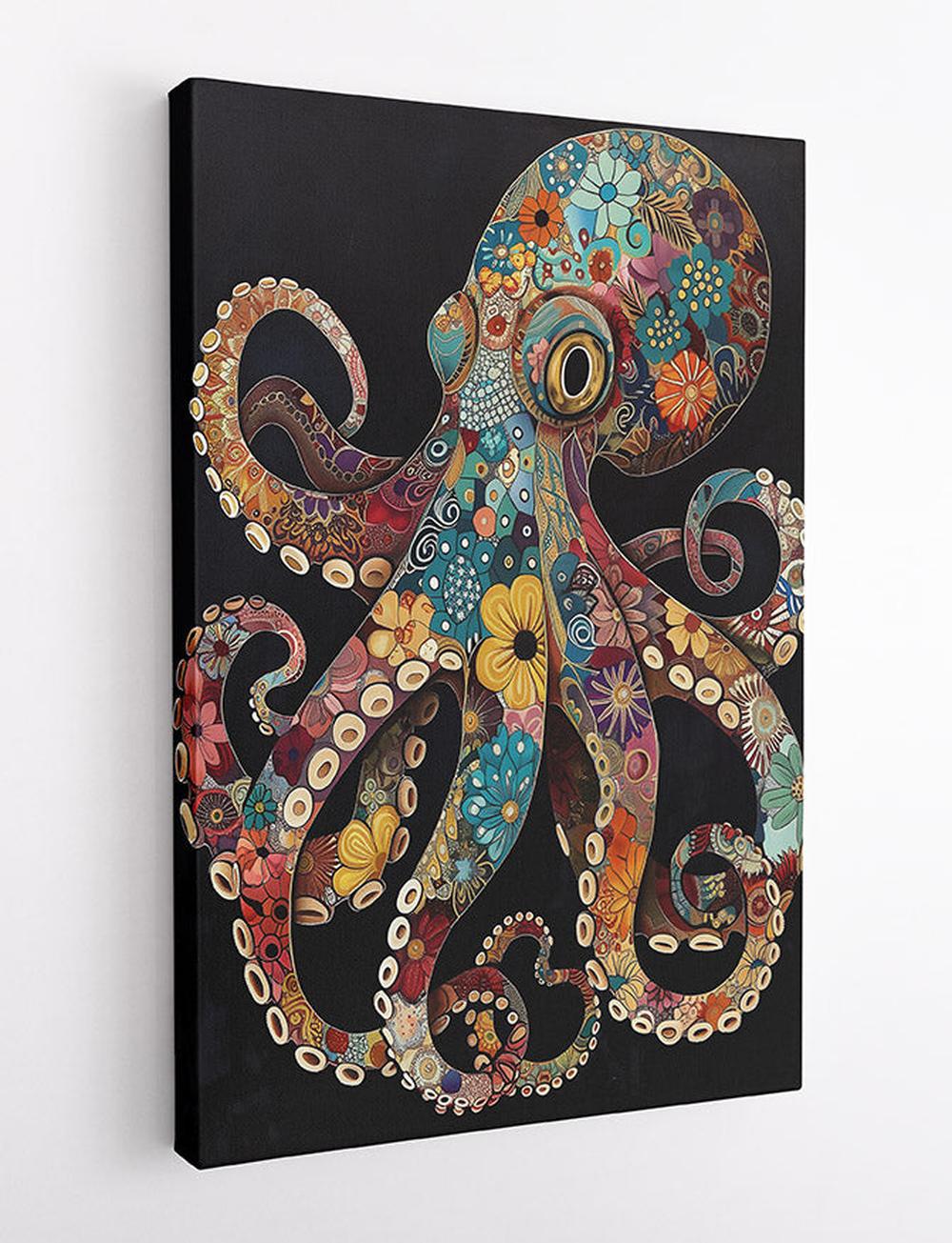 Floral Octopus Art Illustration Canvas Print & Poster – T676 – AiPrintLab